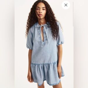 NWT H&M Flare Hem Dress Light Blue Denim XL